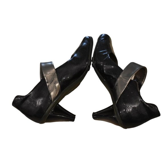 Women's ASGI Black Leather Mary Jane 3in Cone Heel 8M - Picture 5 of 12